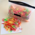 Colorful elastic hair ties set for kids in a frosted pouch with bird illustration - 20# Fluorescent Colors (Approx. 2000 Pcs)