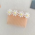 Pink daisy hair side comb for girls with white flowers and fourteen smooth teeth - Pure White Daisy