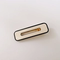 Minimalistische rechthoekige haarklem in crèmewit met zwarte rand en gouden metalen clip - Wit (Vierkant Hol)