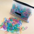 Kids' colorful elastic hair bands set in a clear pouch with macarons color mix - 18# Spring Colors (Approx. 2000 Pcs)