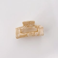 Elegant cream marble acetate rectangular hair claw clip with vintage resin texture - Best Seller / Yellow White Texture