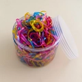 Colorful high-elastic kids hair ties set in a transparent storage jar for styling - 25# Jar-Pearlescent Colors (Approx. 300 Pcs)