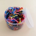 Bulk pack of colorful disposable elastic hair ties in a clear plastic jar container - 21# Jar-Regular Colors (Approx. 300 Pcs)