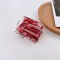 Square acetate hair claw clip with red marble texture for elegant hairstyling - Red