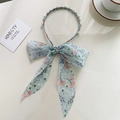 Serre-tête floral bleu clair orné de perles et d'un long ruban élégant pour femme - Floral Cyan