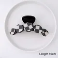 Pinza per capelli con motivo a scacchi bianchi e neri, variante lunghezza 10 cm - Grande (10cm) / Nero