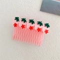 Pink strawberry hair comb for girls featuring five cute resin fruit decorations - Pink Strawberry
