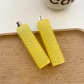 Pair of bright yellow velcro hair root clips with metal clips for volume styling - Yellow-Style C
