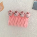 Pink girls hair comb with four cute crown-wearing bears on a 11-tooth pink hairpin - Crown Bear