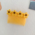 Children's yellow hair side comb featuring four sunflower decorations for girls - Yellow Flower