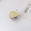 Mini pinza de pelo de corazón amarillo con base acrílica para peinados de niñas - Amarillo