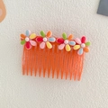 Orange flower hair comb accessory for girls featuring colorful matte floral decorations - Colorful Flower