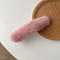 Pince à cheveux chic en peluche rose clair avec texture douce pour l'automne - Rose