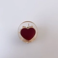Pinza circular transparente para el pelo con motivo de corazón rojo y muelle dorado - Rojo Vino Corazón