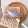 Large acetate hair claw clip with pink, blue and white marble pattern design - Light Purple