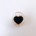 Pinza de pelo de acrílico transparente con motivo de corazón negro y elegante borde dorado - Negro-Corazón