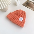 Classic orange cable knit beanie for women featuring a warm winter woven texture - Orange