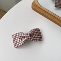 Fermaglio per capelli a fiocco pied-de-poule marrone e bianco in resina lucida - 4# Pied de Poule Caffè