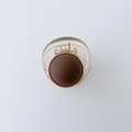 Brown matte mini hair claw clip with golden beads and transparent acrylic base - Coffee-Round