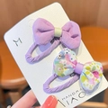 Floral and solid purple fabric bow hair clips set on display card for little girls - Purple And Floral Bowknots Style / Purple Series