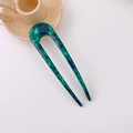 Horquilla para el pelo en forma de U de acetato con patrón jaspeado verde y azul - Verde Floral