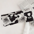 Fascia per capelli in maglia beige con motivo a orso e design a nodo ritorto - Caffè