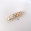 Molletta per capelli 8,5cm a scacchi con metallo martellato e inserti beige - Bianco