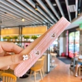 Fascia rosa a maglia per bambine con ricamo di orsetto bianco e consistenza morbida - Coniglio Rosa