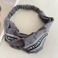 Elastic gray pleated headband with black NICENICE letter ribbon for women hair styling - 17-Dark Gray Letters