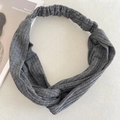 Dark grey ribbed headband with stylish knot design for makeup and hair styling - 22-Dark Gray