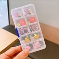 Cartoon resin earring set in a clear ten-compartment storage box for girls - 4# Cherry (C1087)