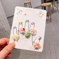 5-piece adjustable resin ring set with colorful cartoon bear and flower designs on card - 1# Bear