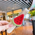 Knitted beige children headband with cute 3D watermelon embroidery patch detail - Watermelon