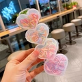 Ensemble d'élastiques à cheveux colorés en quatre boîtes transparentes en cœur - Élastiques Colorés / Couleur macaron