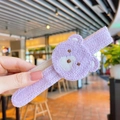 Handmade lavender knitted bear hair clip for girls with cute cartoon embroidery detail - Purple Bear Head
