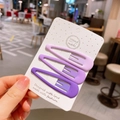Lot de trois barrettes à cheveux coeur violet mat en dégradé pour filles sur carte - Style Grande Goutte