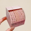 Pink and beige braided elastic hair bands in a stylish trapezoidal gift box - 3# Spring Cherry Blossom Twisted Style