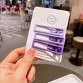 Set di 3 fermagli per capelli rettangolari vuoti in sfumature viola per bambine - Stile Quadrato 3D