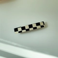 Fermaglio per capelli carino con motivo a scacchi bianchi e neri in resina - Clip a Molla Larga