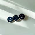 Fermaglio per capelli a tre dischi con sorrisi, colori blu marino e bianco crema - Faccina Sorridente Navy Occhi Piccoli