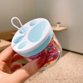 Jar of colorful jelly elastic hair ties with a blue cat paw lid for kids and women - 36# Pearlescent Cat Claw Jar