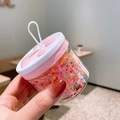 Cute pink cat paw jar filled with colorful elastic hair ties for kids styling - 41# Transparent Cat Claw Jar