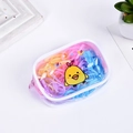 Colorful jelly elastic hair ties in a cute transparent pouch with yellow chick print - 17# Jelly Zipper Bag