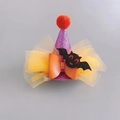Halloween party headband featuring purple sequin hat with orange bow and black bat decoration - Rose Red Bat Hat