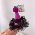 Halloween purple glitter wizard hat headband with black bat and tulle ruffle details - Black Bat
