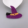 Sparkly purple witch hat hair clip with yellow buckle for Halloween party accessories - Rose Red Hat