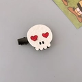 Creative white skull hair clip with red sequin heart eyes for Halloween festive costume - White Skull