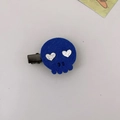 Halloween blue skull hair clip with silver glitter heart eyes and felt texture - Blue Skull