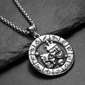 Detailed side view of Gemini relief pendant on rocky background with steel chain - Pendant Only (Without Chain) Gemini Silver