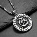 Vue détaillée du pendentif zodiaque Poissons avec symboles gravés sur roche noire - Pendentif Seul (Sans Chaîne) Poissons Argent